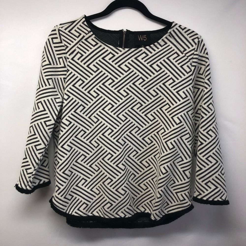 W5 Anthropologie Black/White Top Size Medium